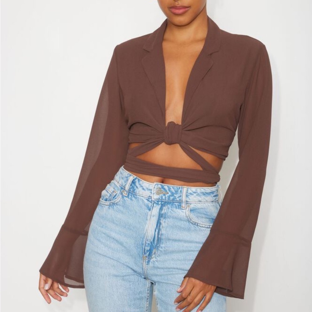 NWT❗️Dynamite Brown Wrap Blouse